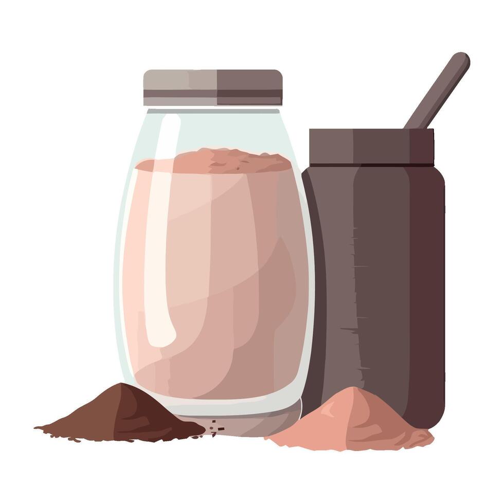 Organic chocolate bottle and powder, isolated icon vector