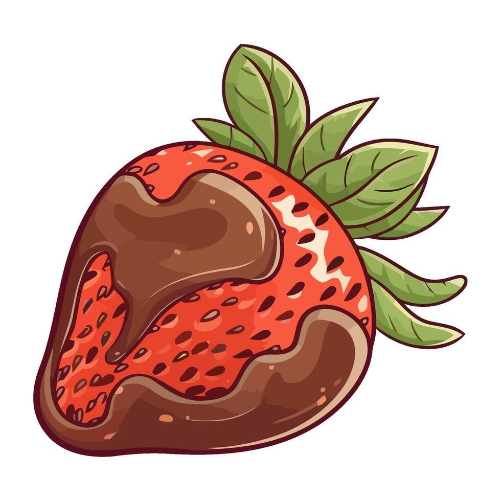 fresh chocolate strawberry, a gourmet snack icon isolated vector