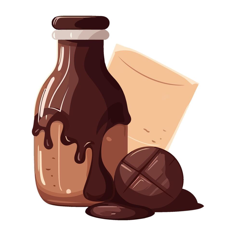 cartoon jar holds organic chocolate milk icon isolated vector
