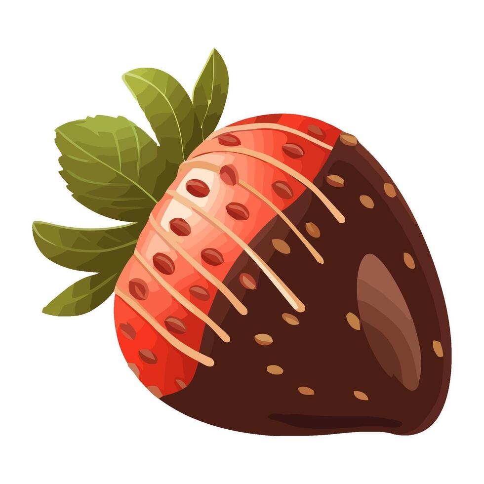 Fresh organic fruit strawberry and chocolate icon isolated vector