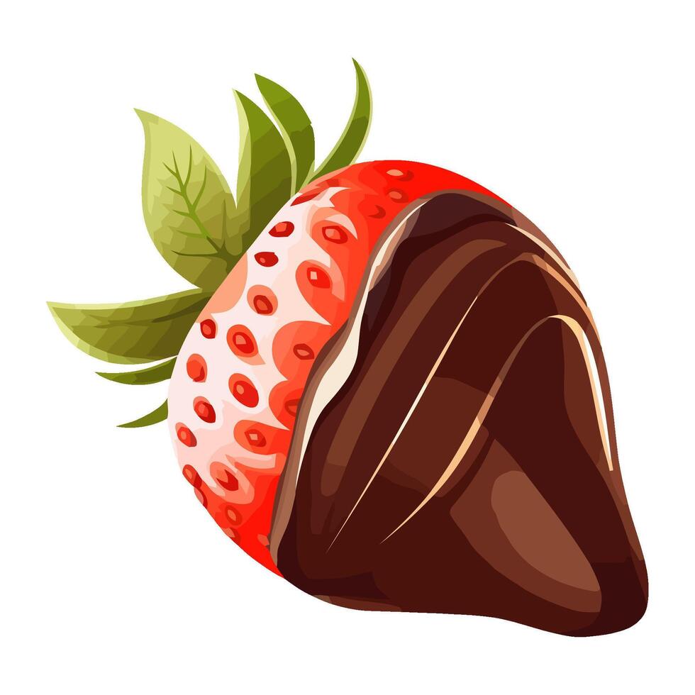 Fresh strawberry and chocolate dessert icon isolated vector