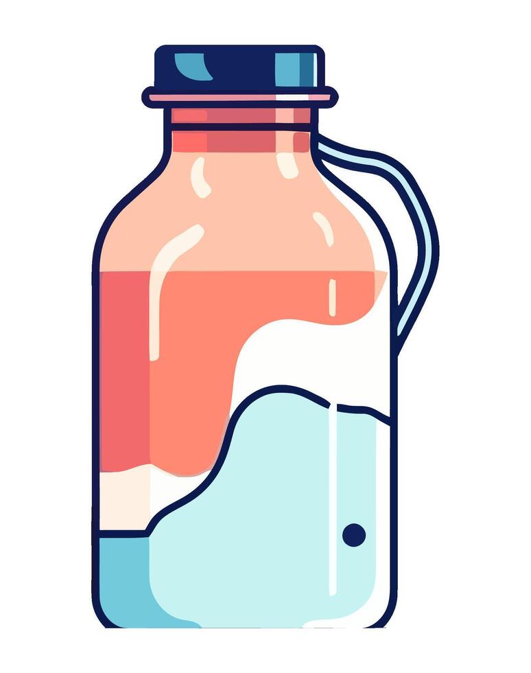 Transparent bottle with liquid and label icon isolated vector