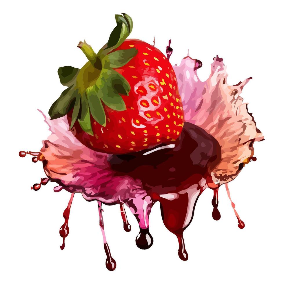 Juicy strawberry dessert, a gourmet chocolate snack icon isolated vector