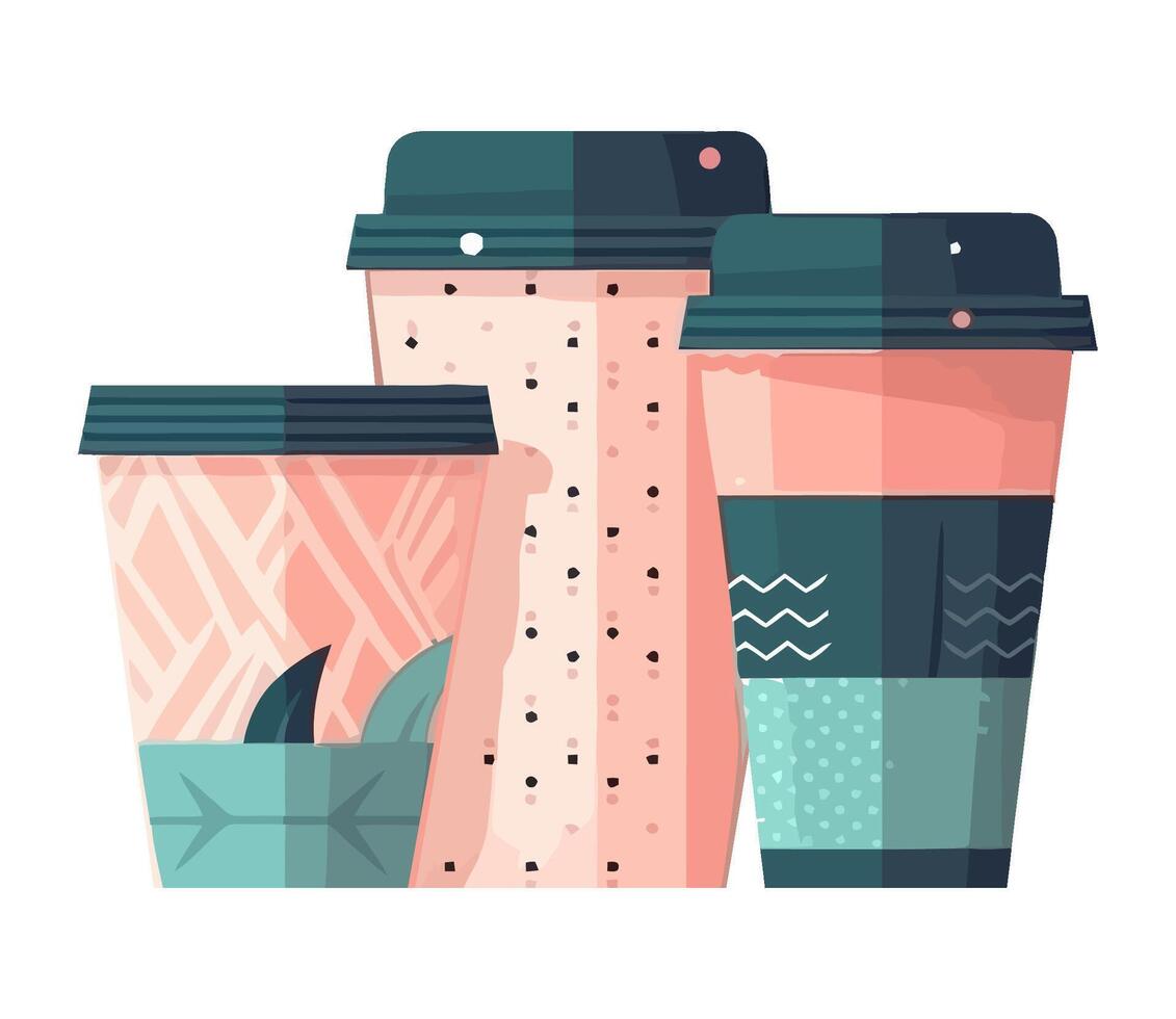 Disposable coffee cups icon isolated vector