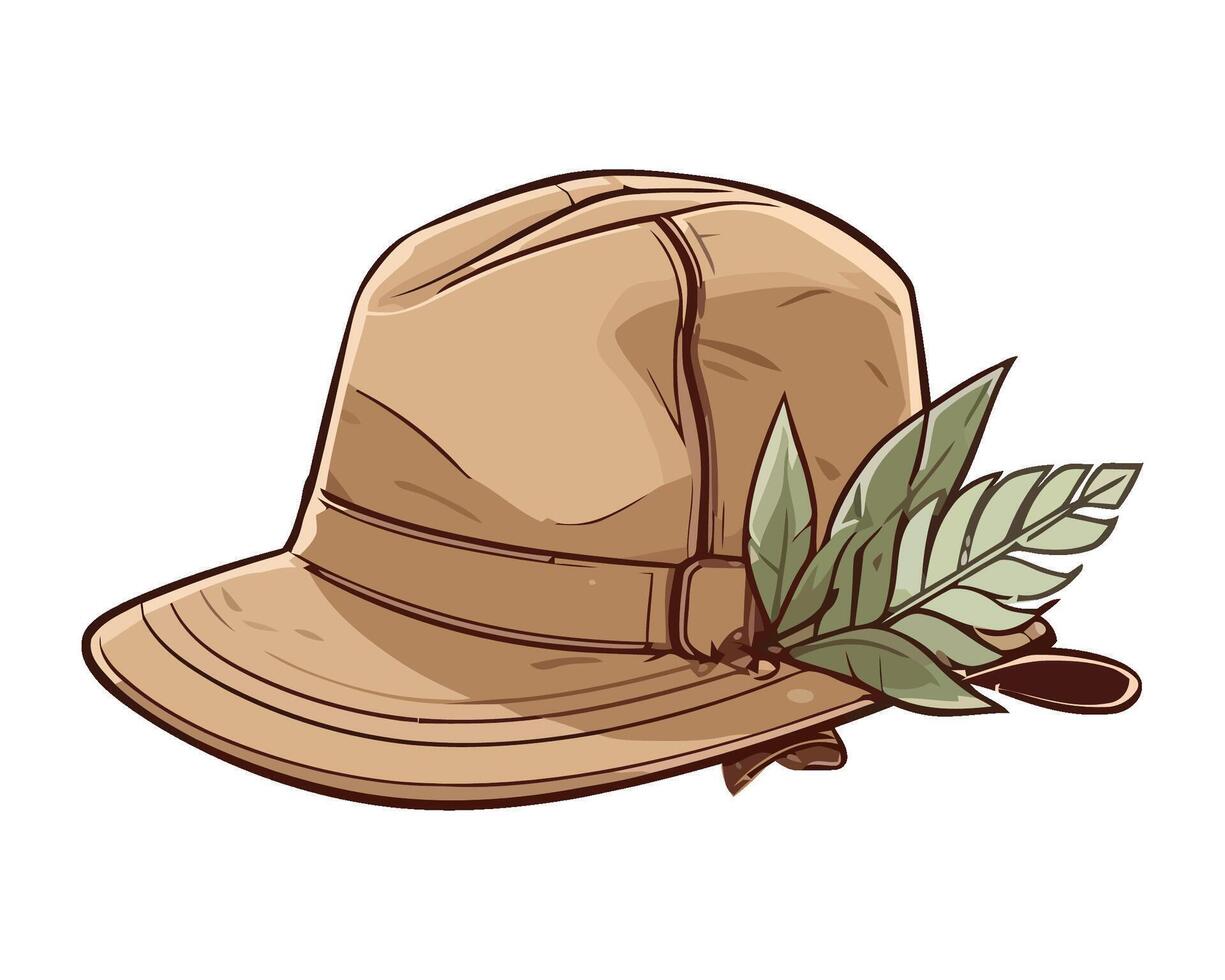 Old fashioned bowler hat with leaf icon isolated vector