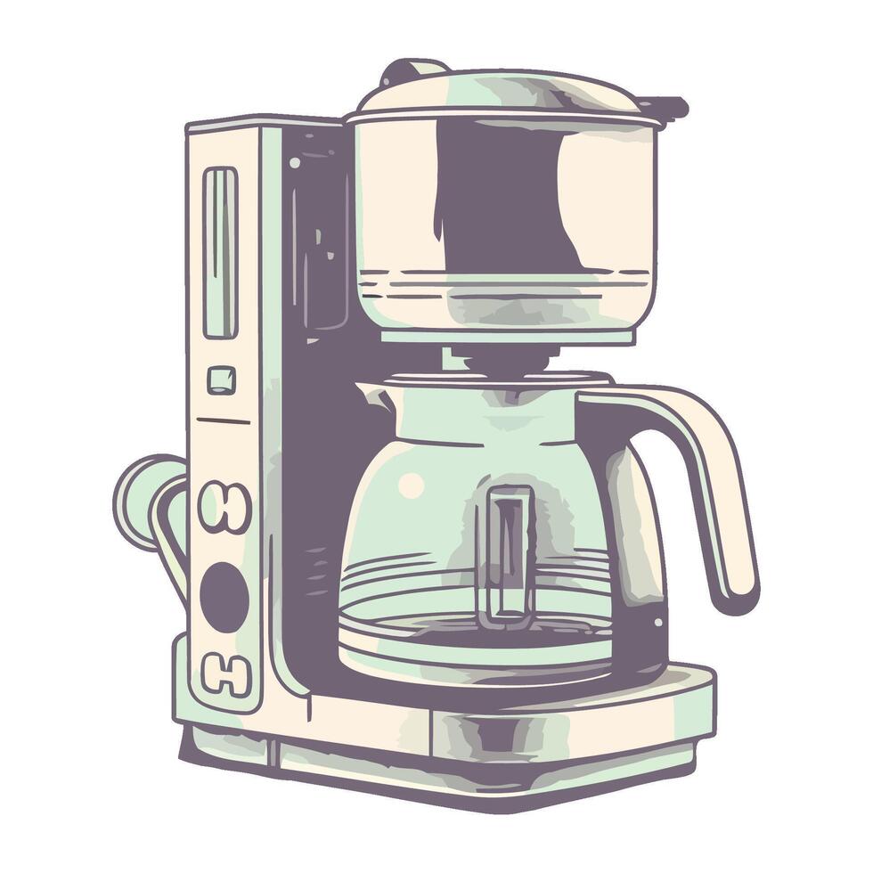 Antique coffee maker symbolizes domestic kitchen icon isolated vector