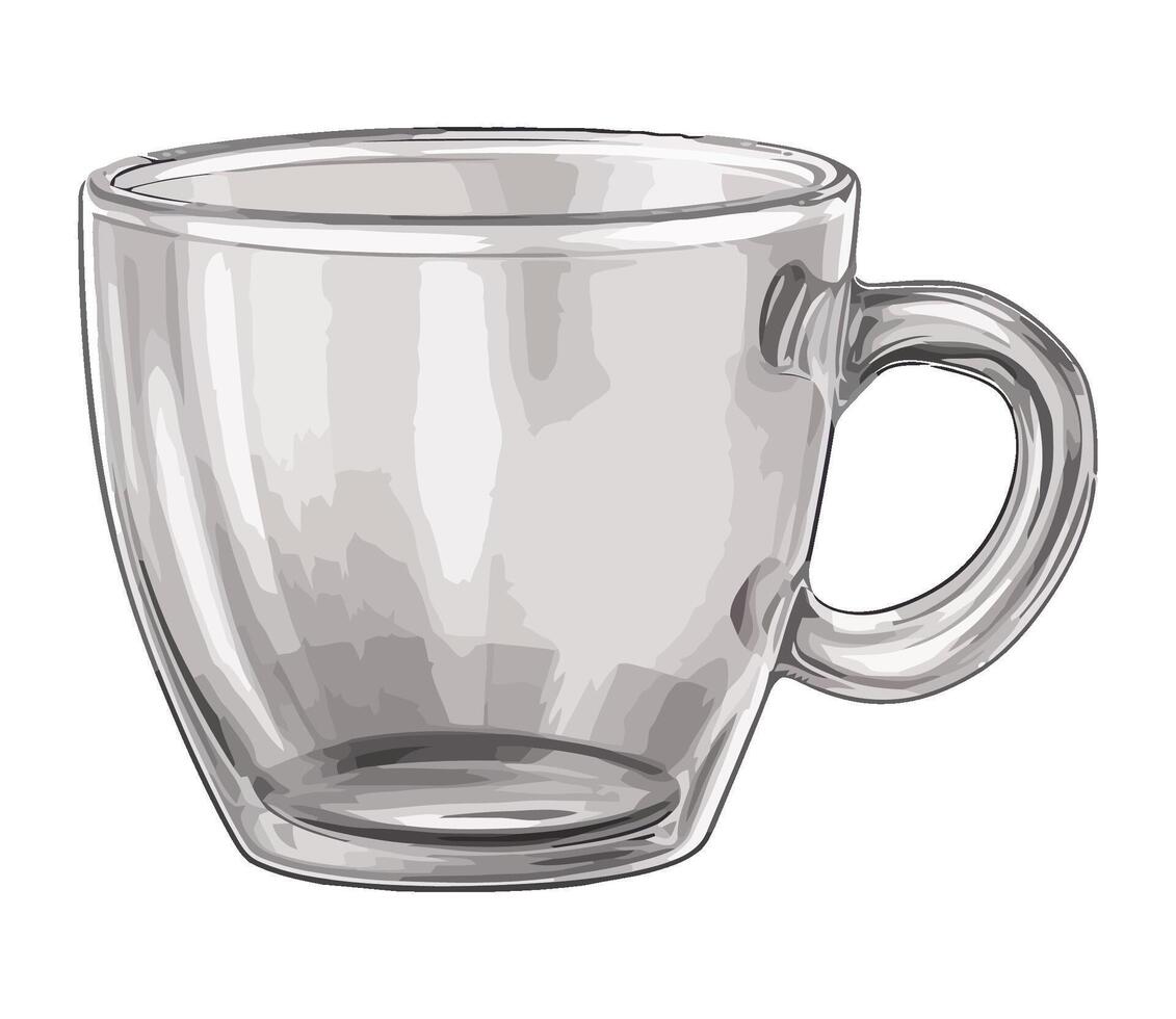 Transparent glass mug reflects kitchenware icon isolated vector