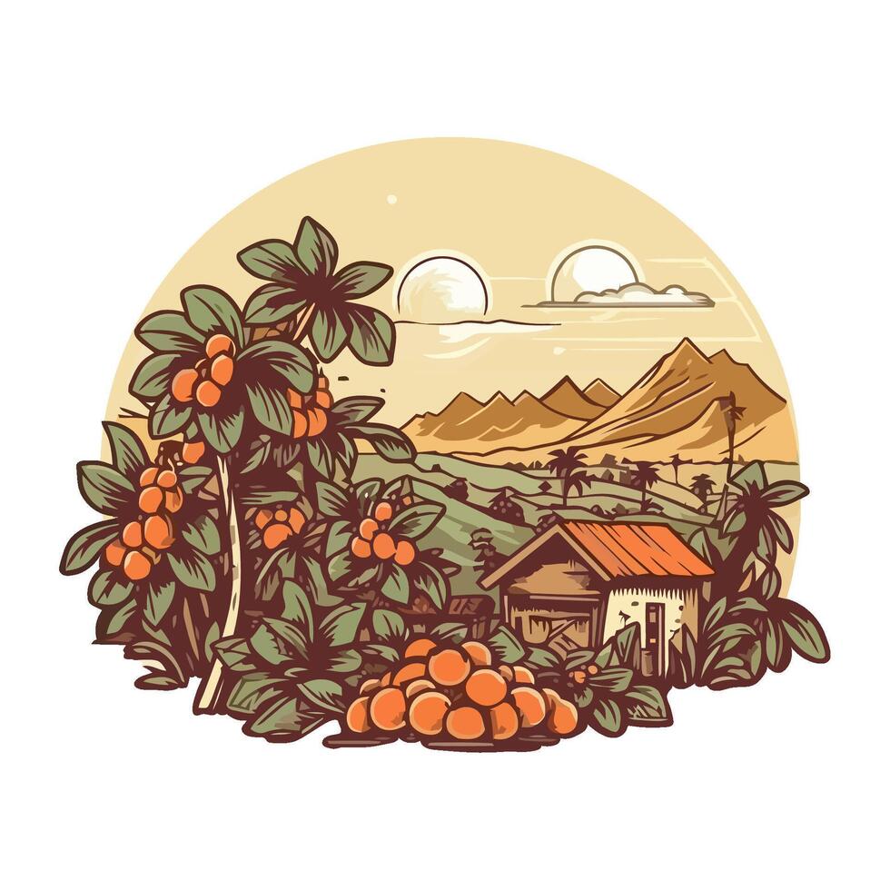 Modern design of coffee farm and plants icon isolated vector