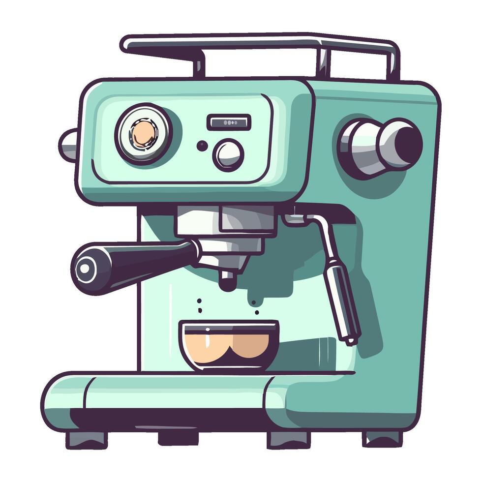 Modern coffee maker and cup, isolated icon vector