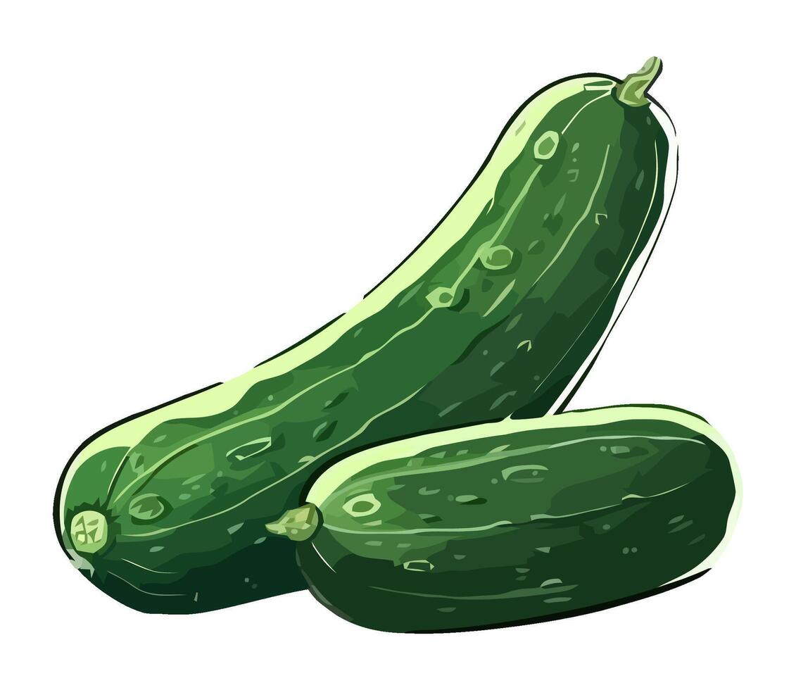Fresh organic cucumber snack, perfect for eating icon isolated vector
