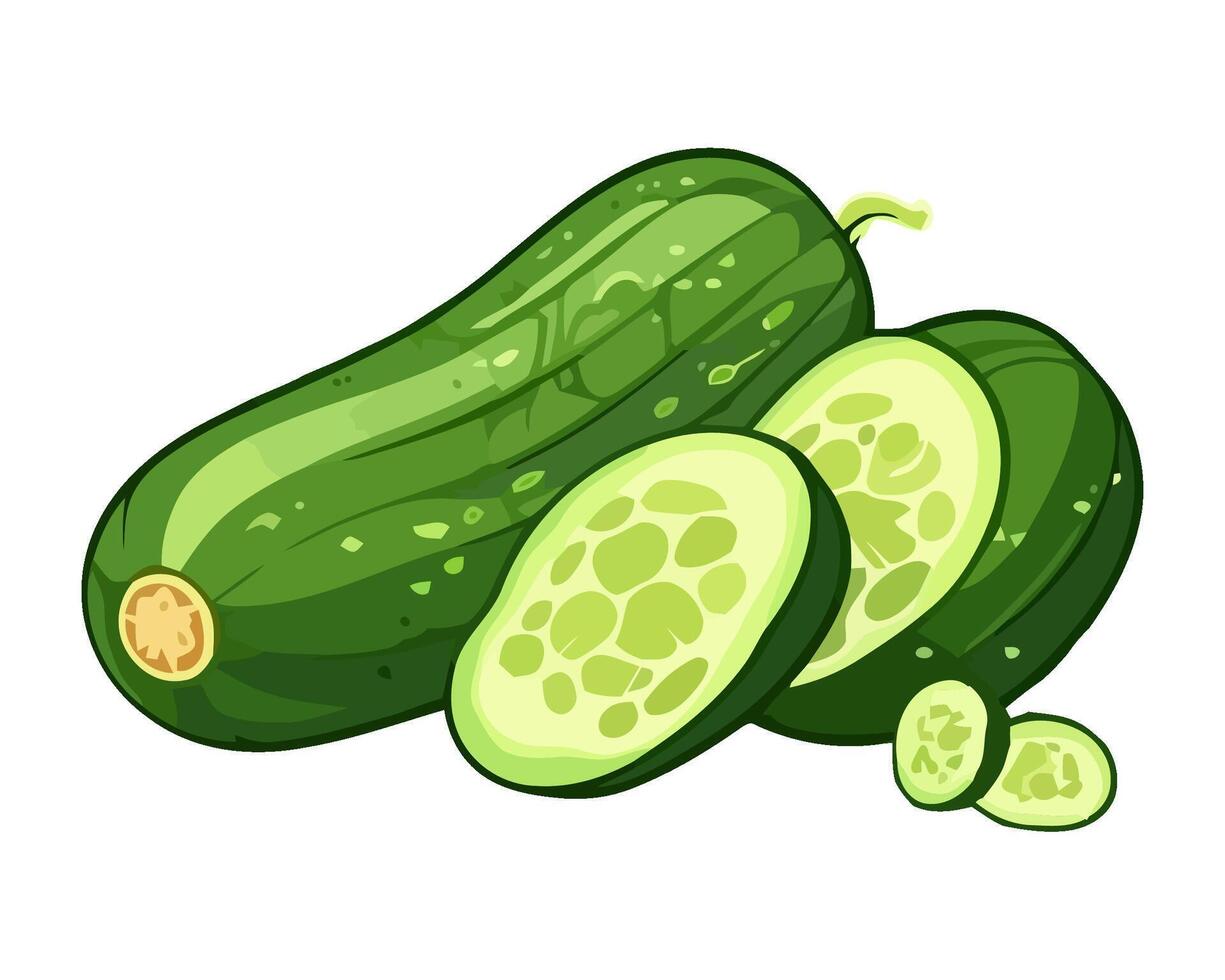 Ripe cucumber slice, perfect for summer salads icon isolated vector