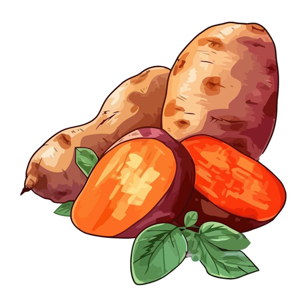 Hand-drawn illustration of ripe potatoes icon isolated vector