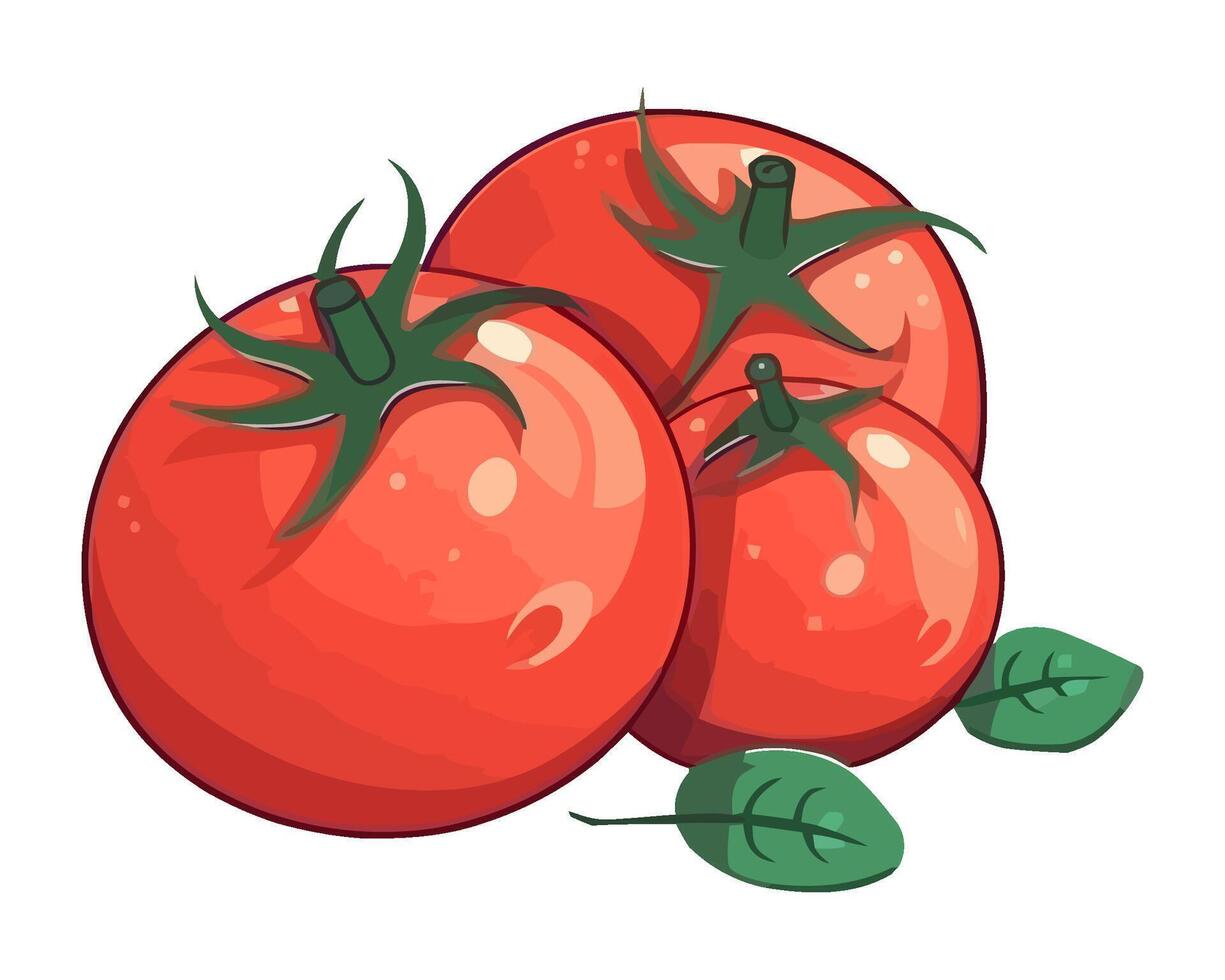Eating fresh tomatoes, a healthy vegetarian meal icon isolated vector