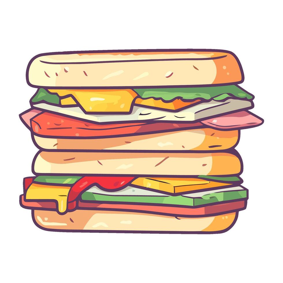 Freshly grilled sandwich, a gourmet meal icon isolated vector
