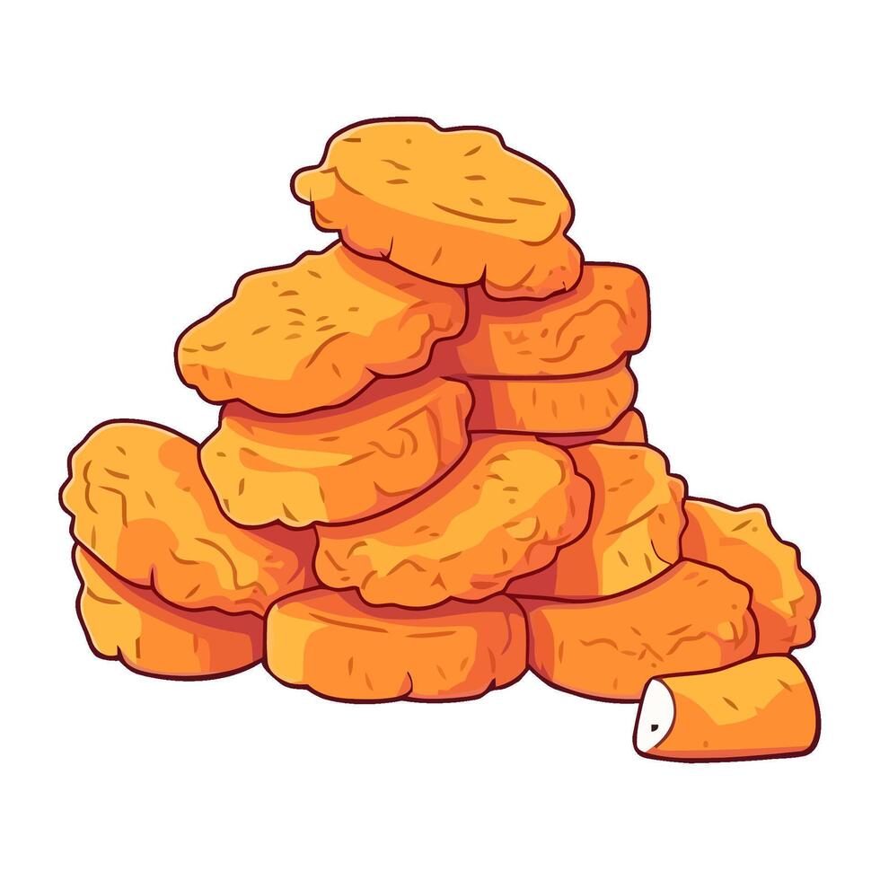 A stack of sweet, crunchy food isolated design vector