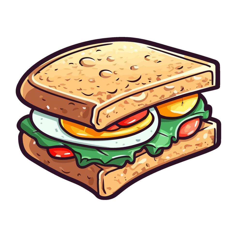 Grilled sandwich with fresh veggies, take out style icon isolated vector