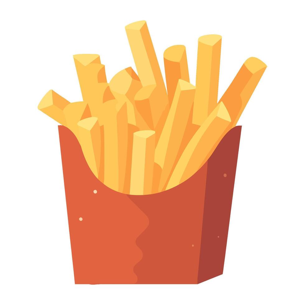 Fast food meal fries on white backdrop icon isolated vector