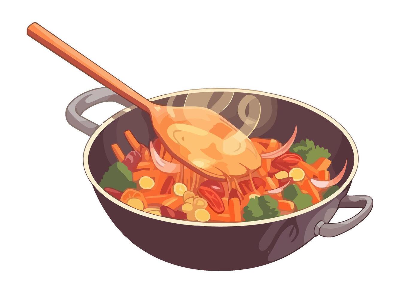 Organic vegetable stew cooked with fresh ingredients icon isolated vector