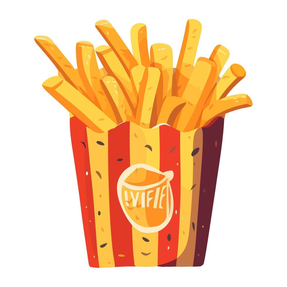Unhealthy eating at fast food fries icon isolated vector