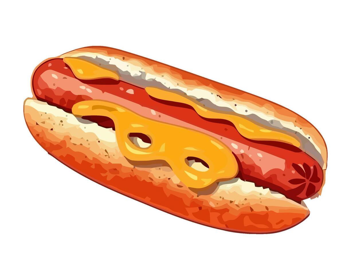 Grilled hot dog on bun, with mustard icon isolated vector