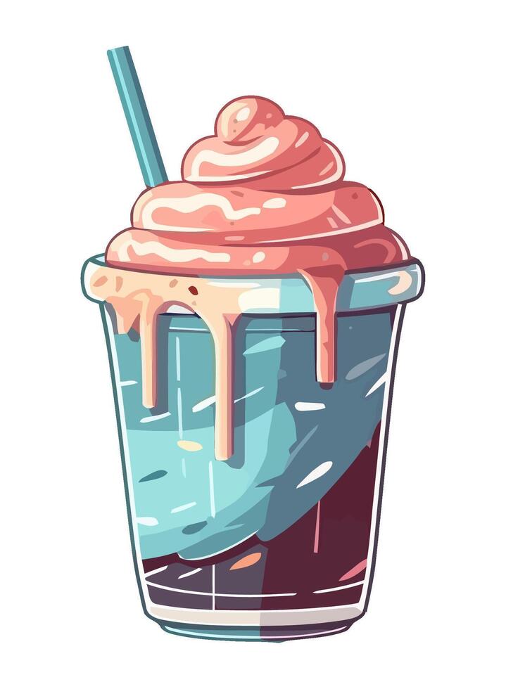 Hand drawn cartoon ice cream icon isolated vector