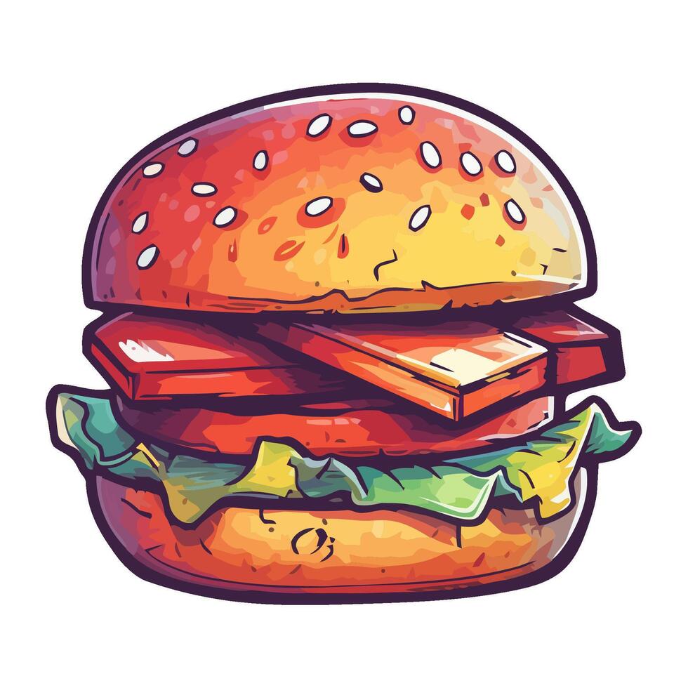 A la parrilla hamburguesa con queso comida icono aislado vector