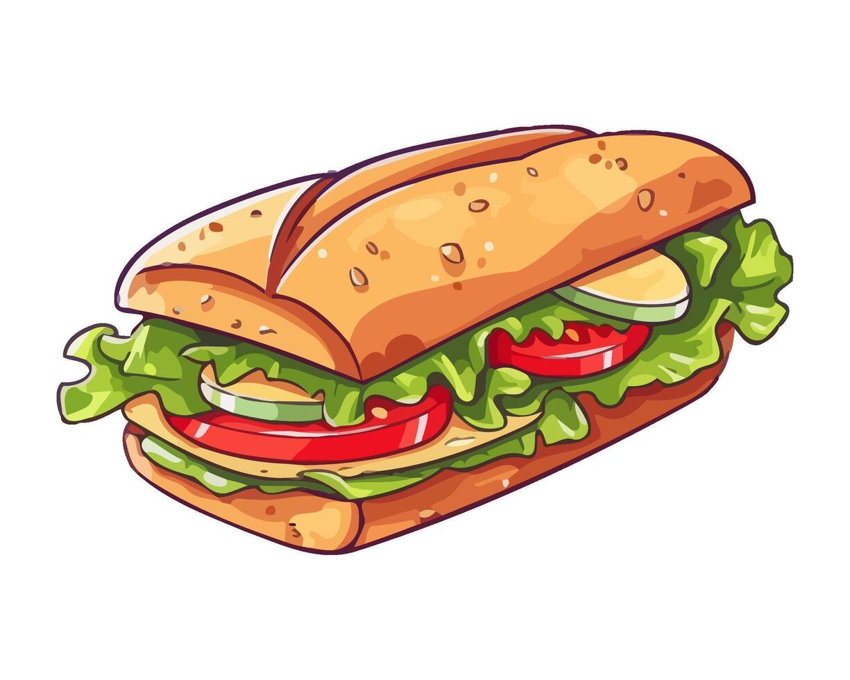 Grilled sandwich on sesame bun icon isolated vector