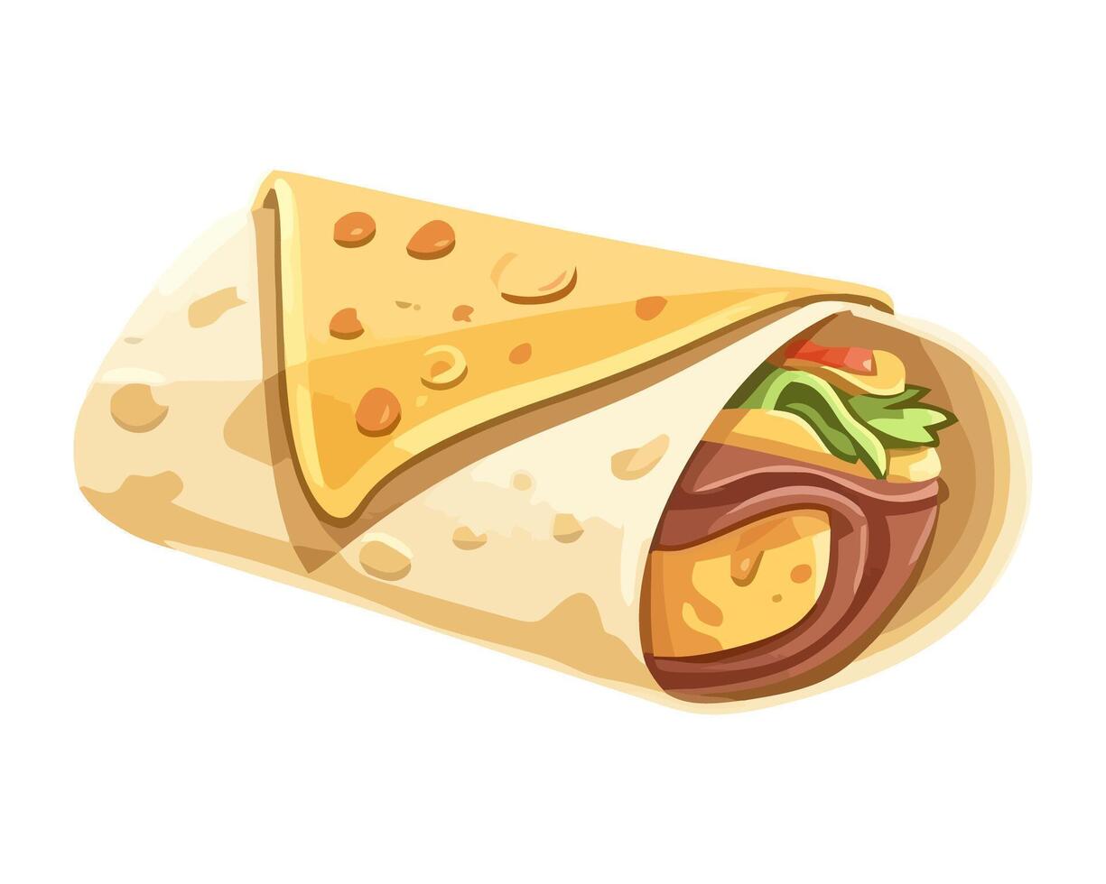 Gourmet taco meal, fresh ingredients icon isolated vector