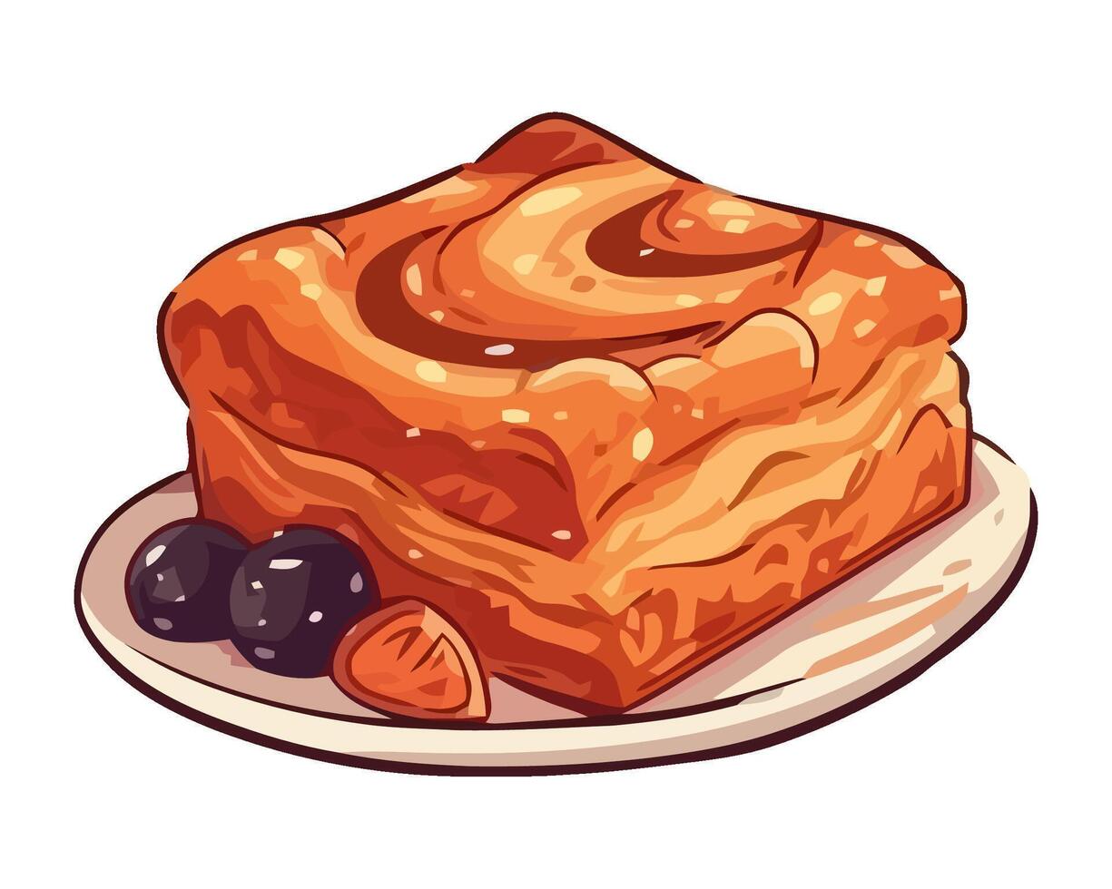 Sweet fruit baked with honey and cream icon isolated vector