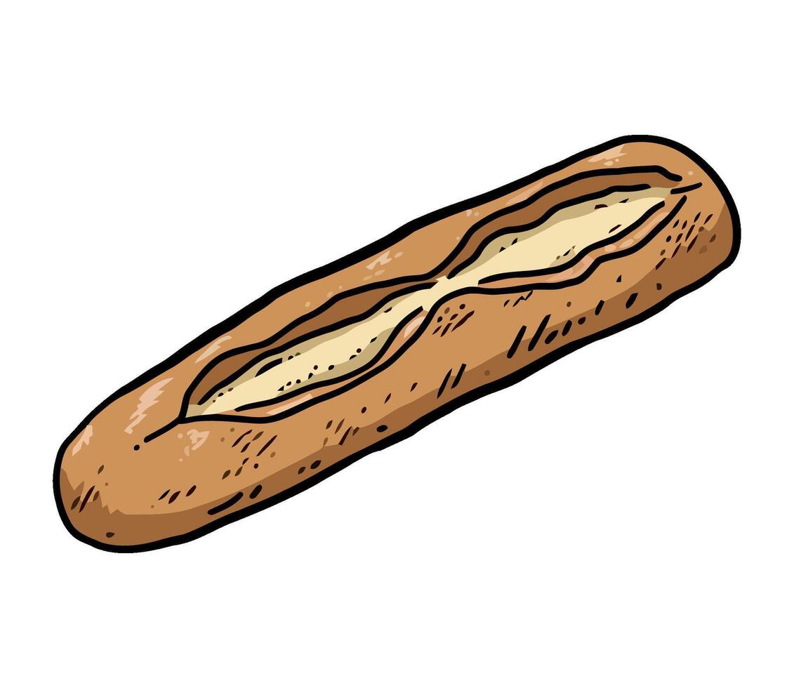 Fresh baguette sketch on white background icon isolated vector