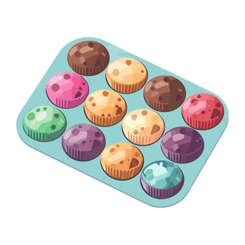 Sweet cupcakes, candy in icon isolated vector