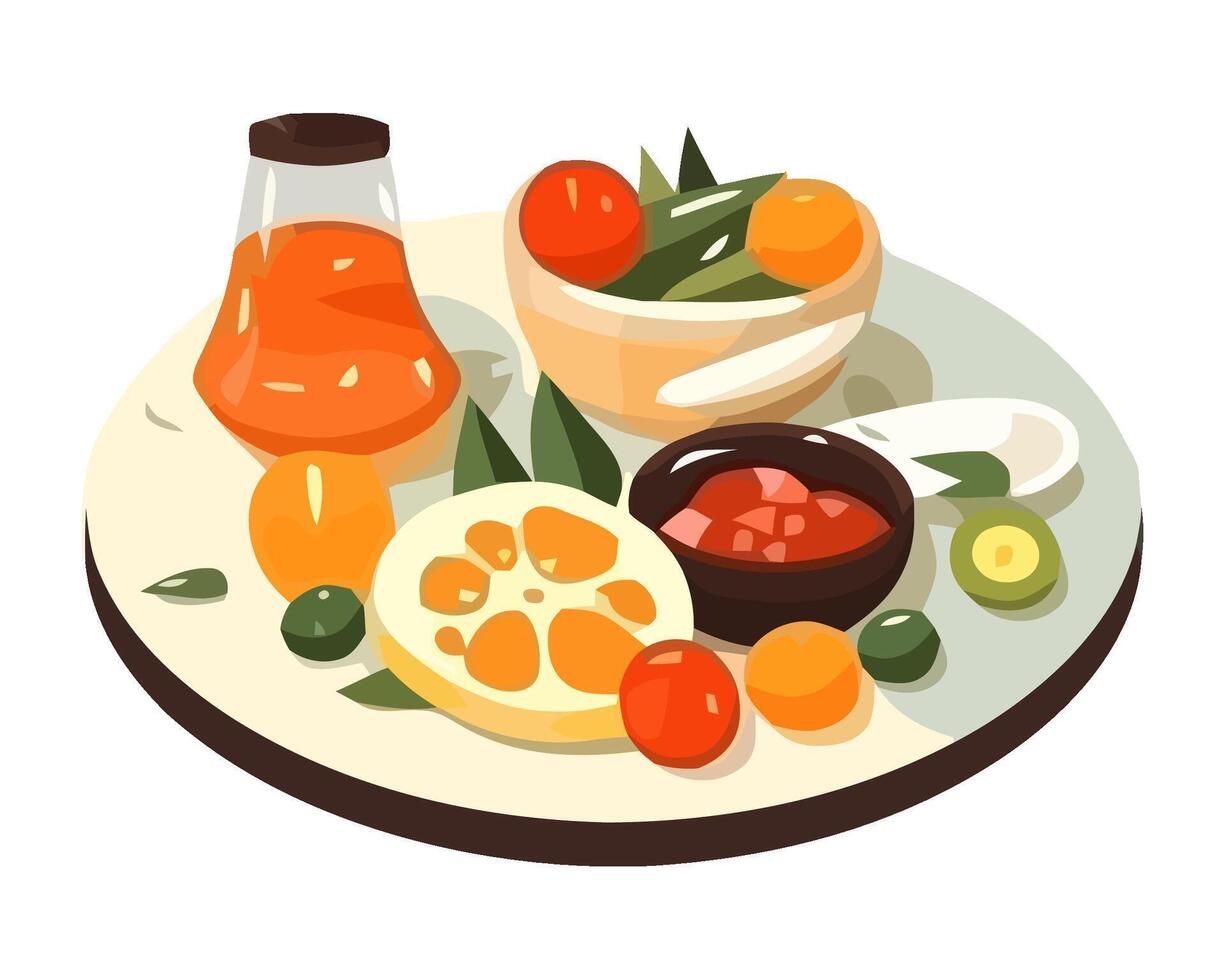 Fresh fruits and cocktail, perfect for summer celebration icon vector