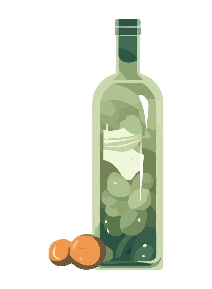 Fresh organic grapes in a wine bottle icon isolated vector
