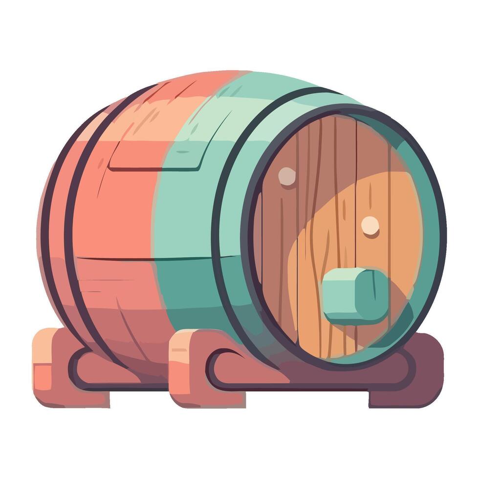 Wooden barrel holds liquid for wine celebration icon isolated vector
