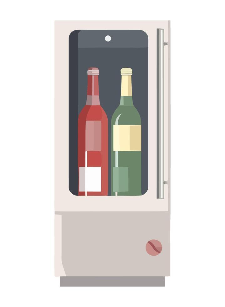 Fresh wine bottles in a fridge icon isolated vector