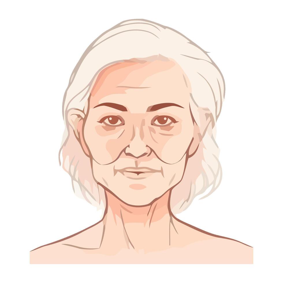 Old woman, looking at camera icon isolated vector