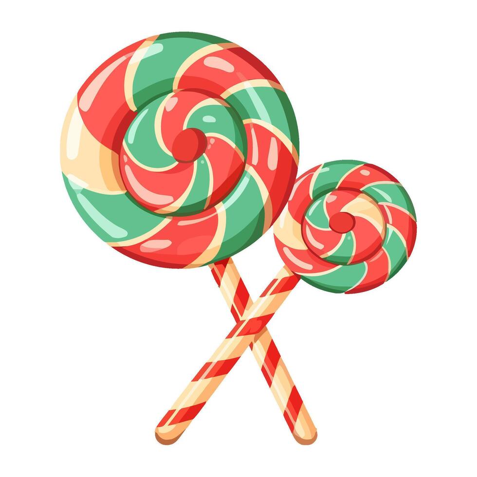 Cute candy cane swirls on striped backdrop icon isolated vector