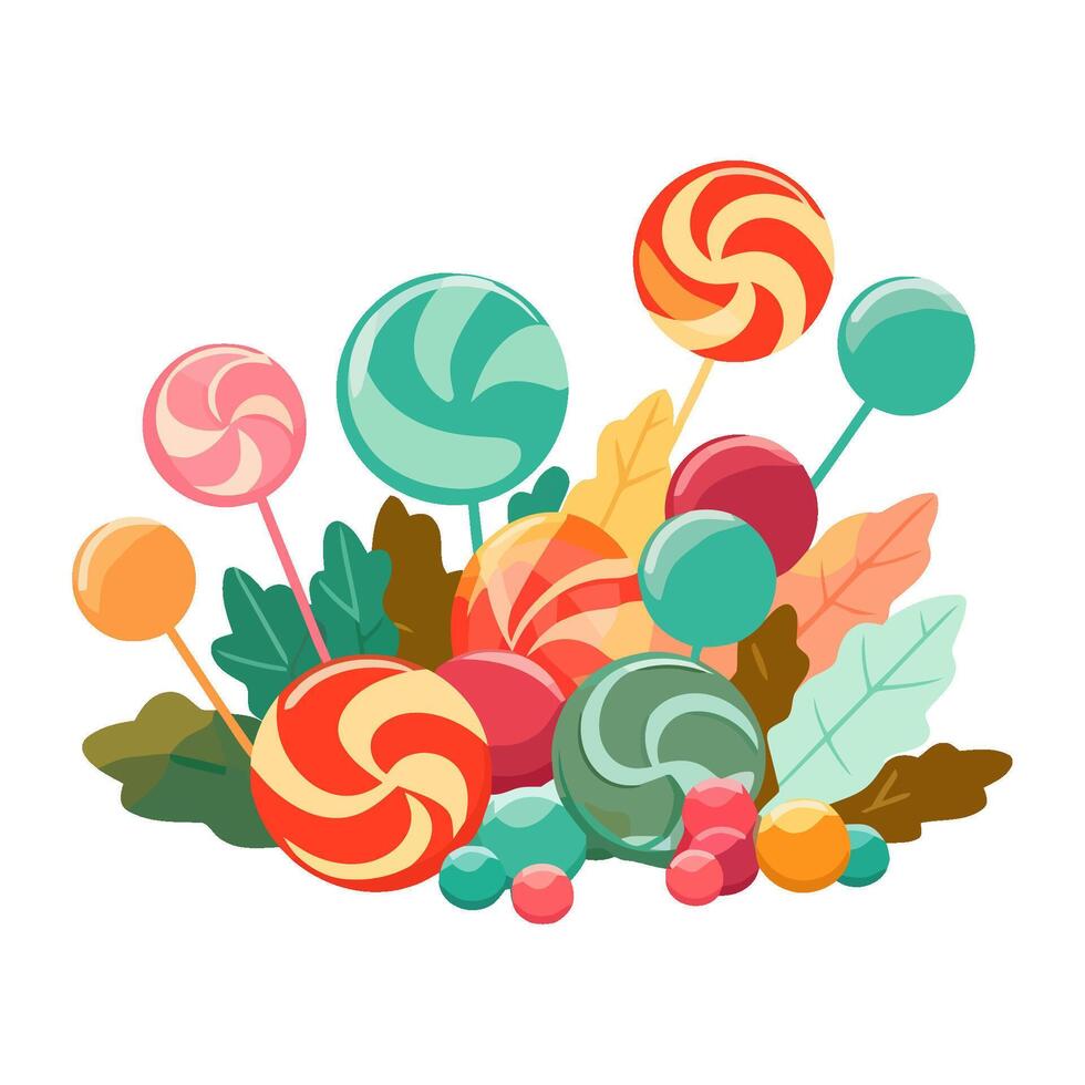 Cute candy in bright multi colored spirals icon isolated vector