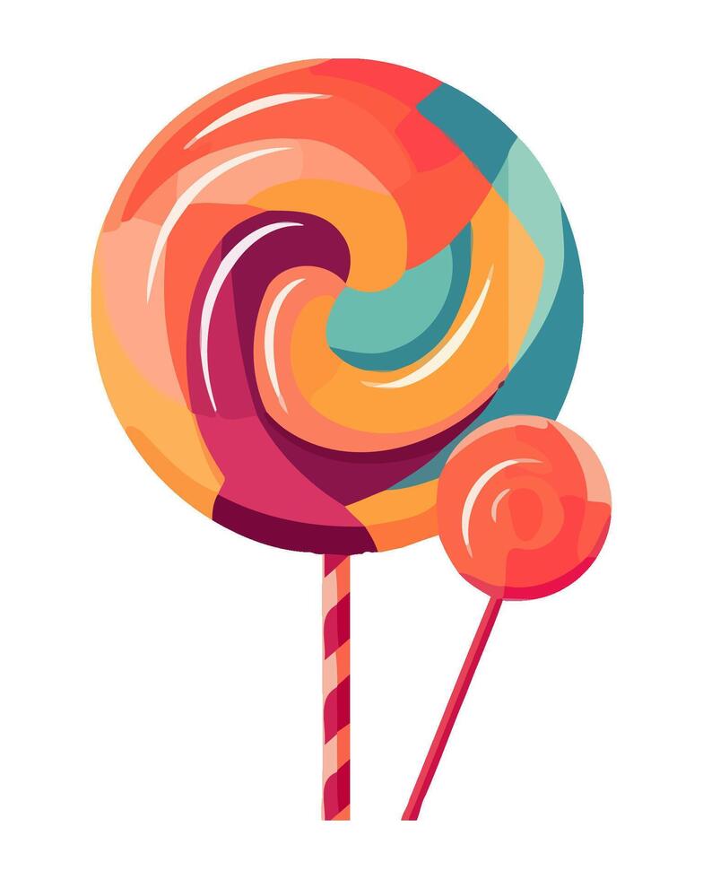 Spiraling candy in stick, sweet symbol fun icon isolated vector