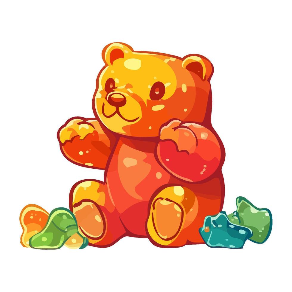 Cute teddy gummy sweet candies icon isolated vector