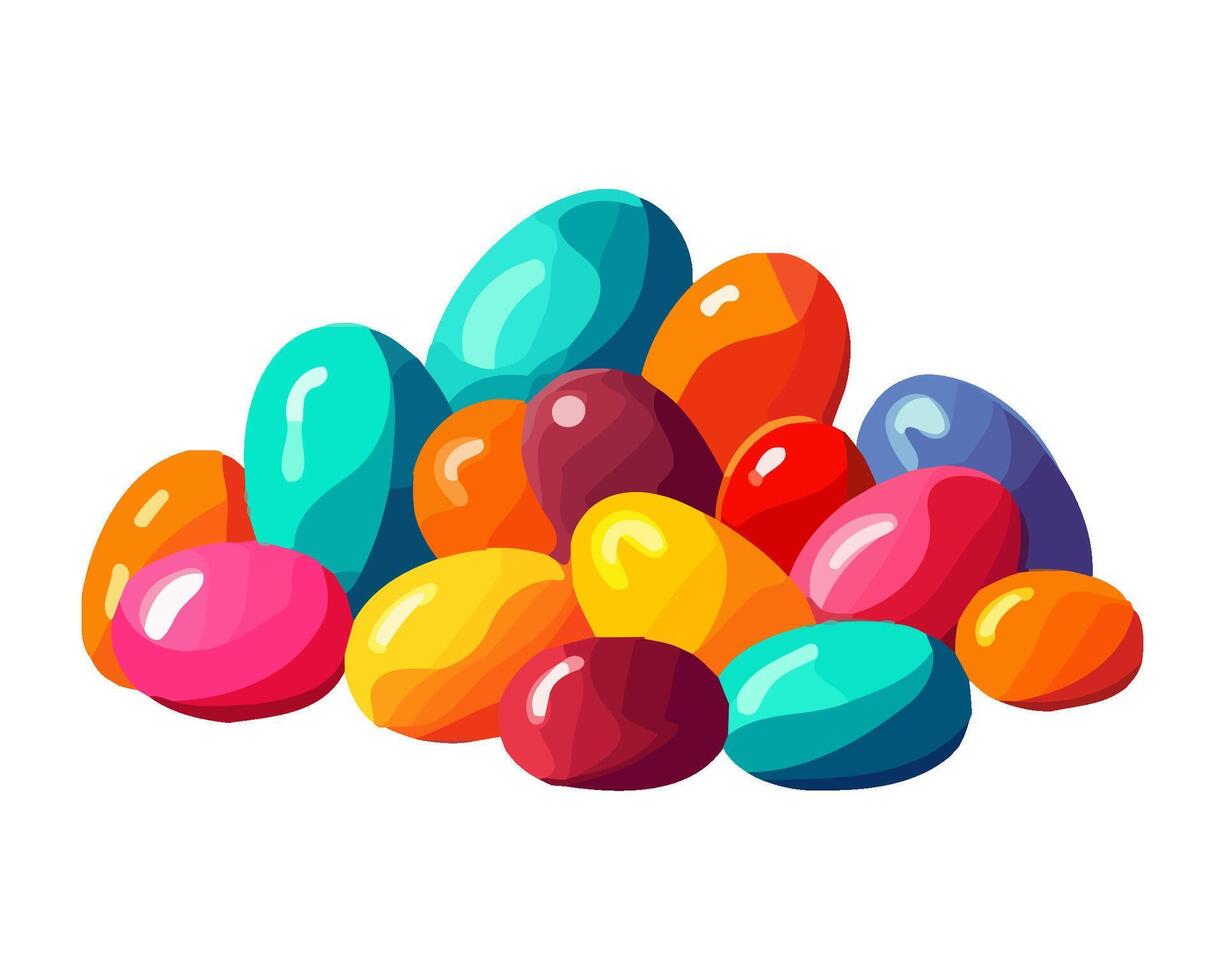 colored eggs, sweet candies icon isolated vector