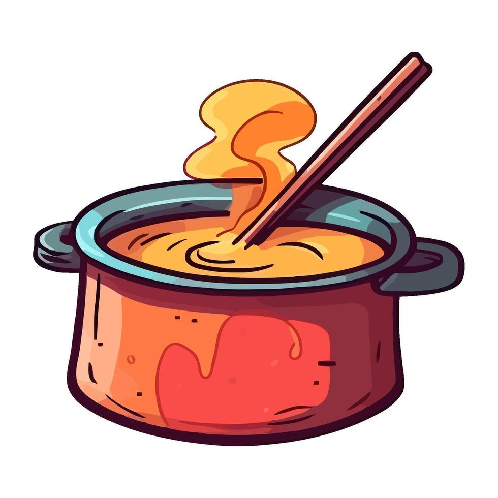 boiling cauldron of vegetable soup icon isolated vector