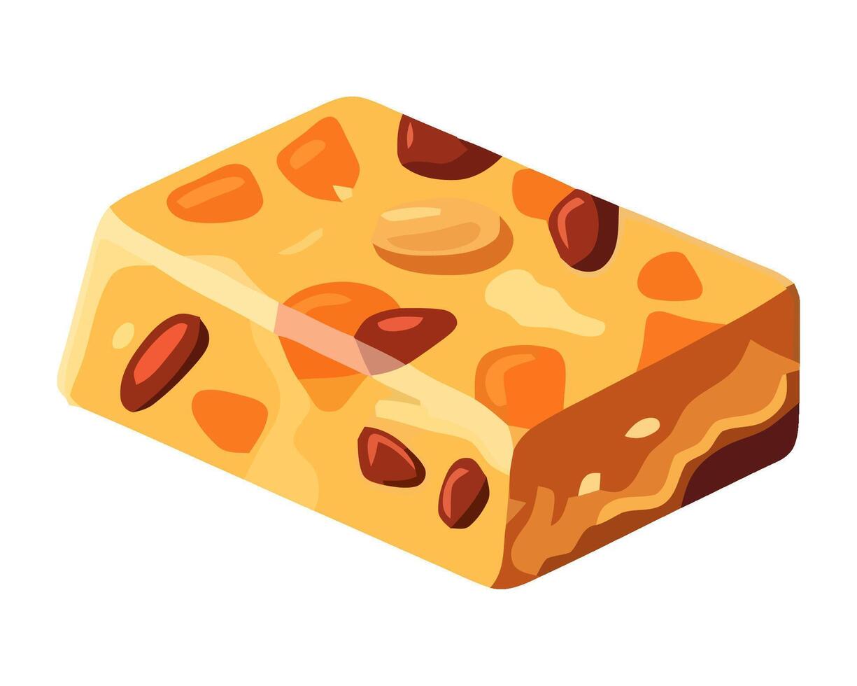 sweet nougat cereal and nuts icon isolated vector
