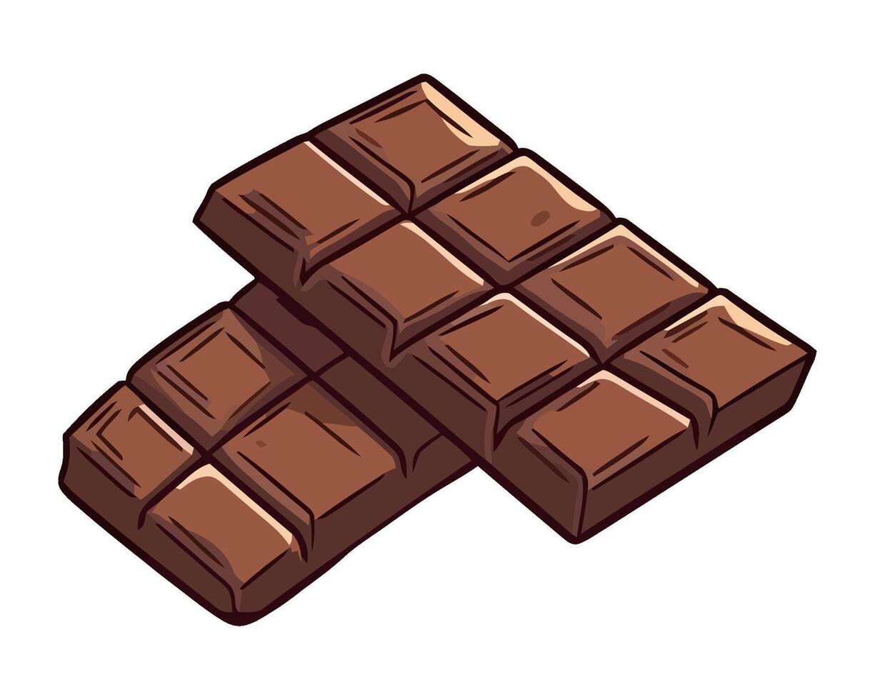 Stack of dark chocolate bars, unhealthy eating icon isolated vector