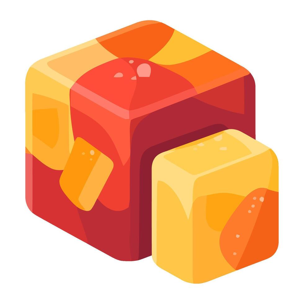 Gourmet dessert on yellow background icon isolated vector