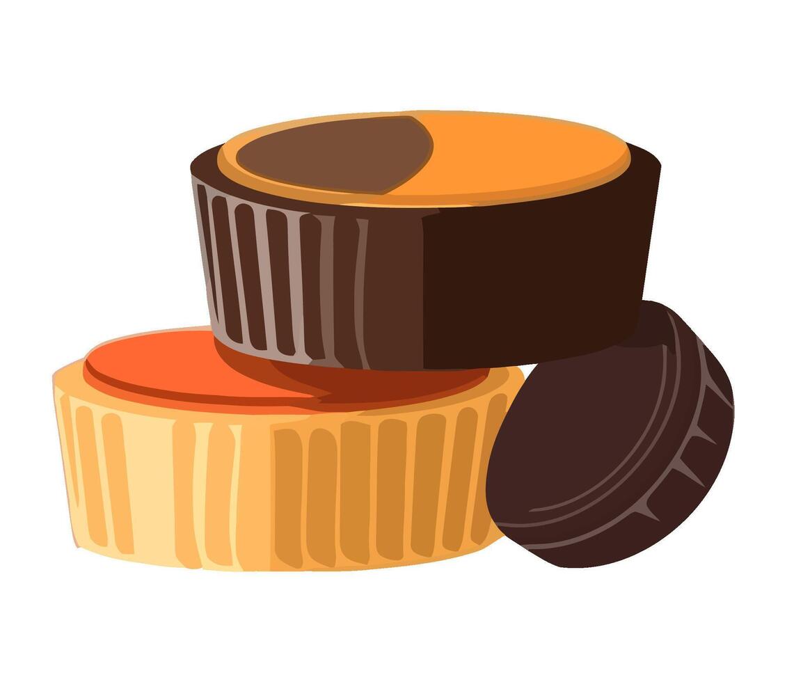 Gourmet dessert icon on yellow backdrop icon isolated vector