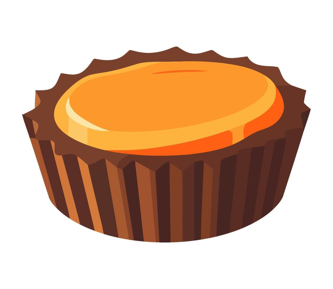 Sweet cupcake baked with chocolate and cream icon isolated vector
