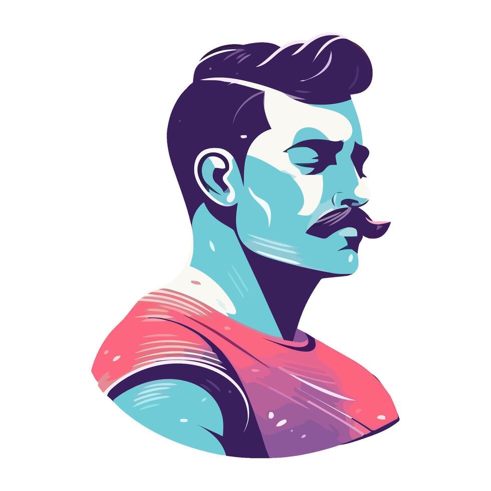 One person, a man, with modern hairstyle icon isolated vector