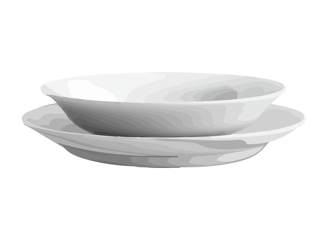 Clean crockery stack, white background icon isolated vector