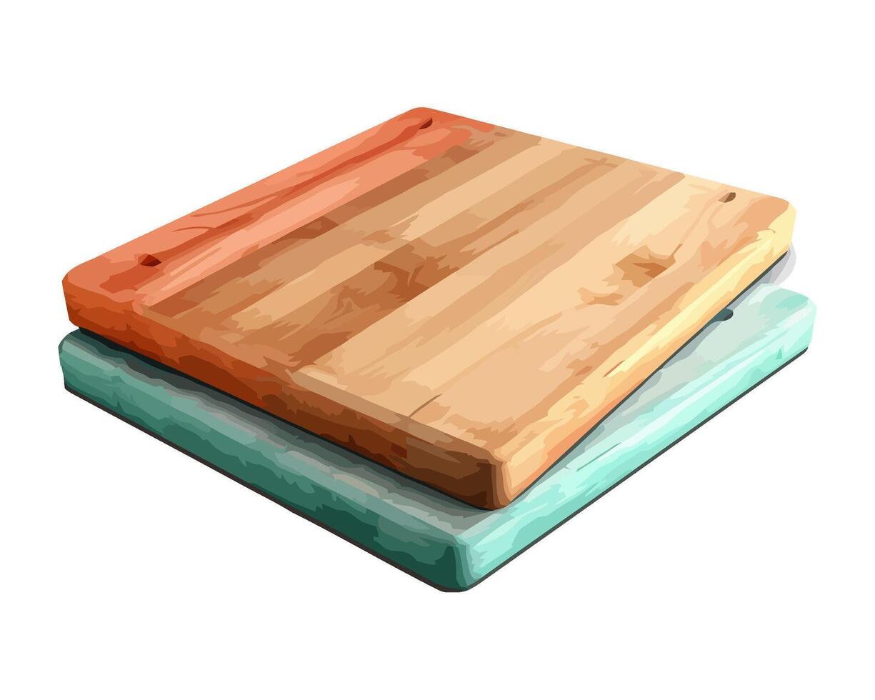 Wooden cutting board stacked, isolated backdrop icon isolated vector